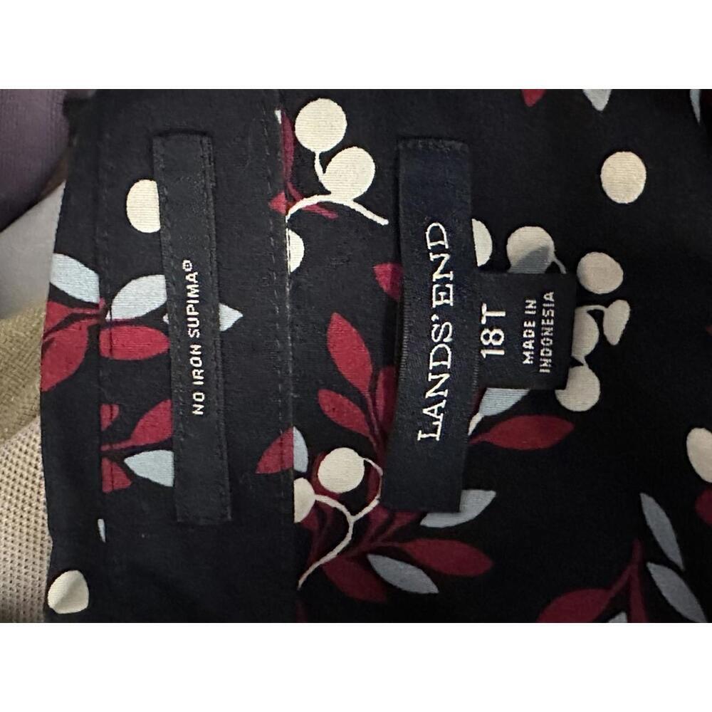 Lands' End classic casual cotton multicolored floral popover shirt Size 18T - Picture 8 of 8